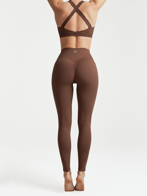 Set Leggings + Sport BH Chocolate Braun
