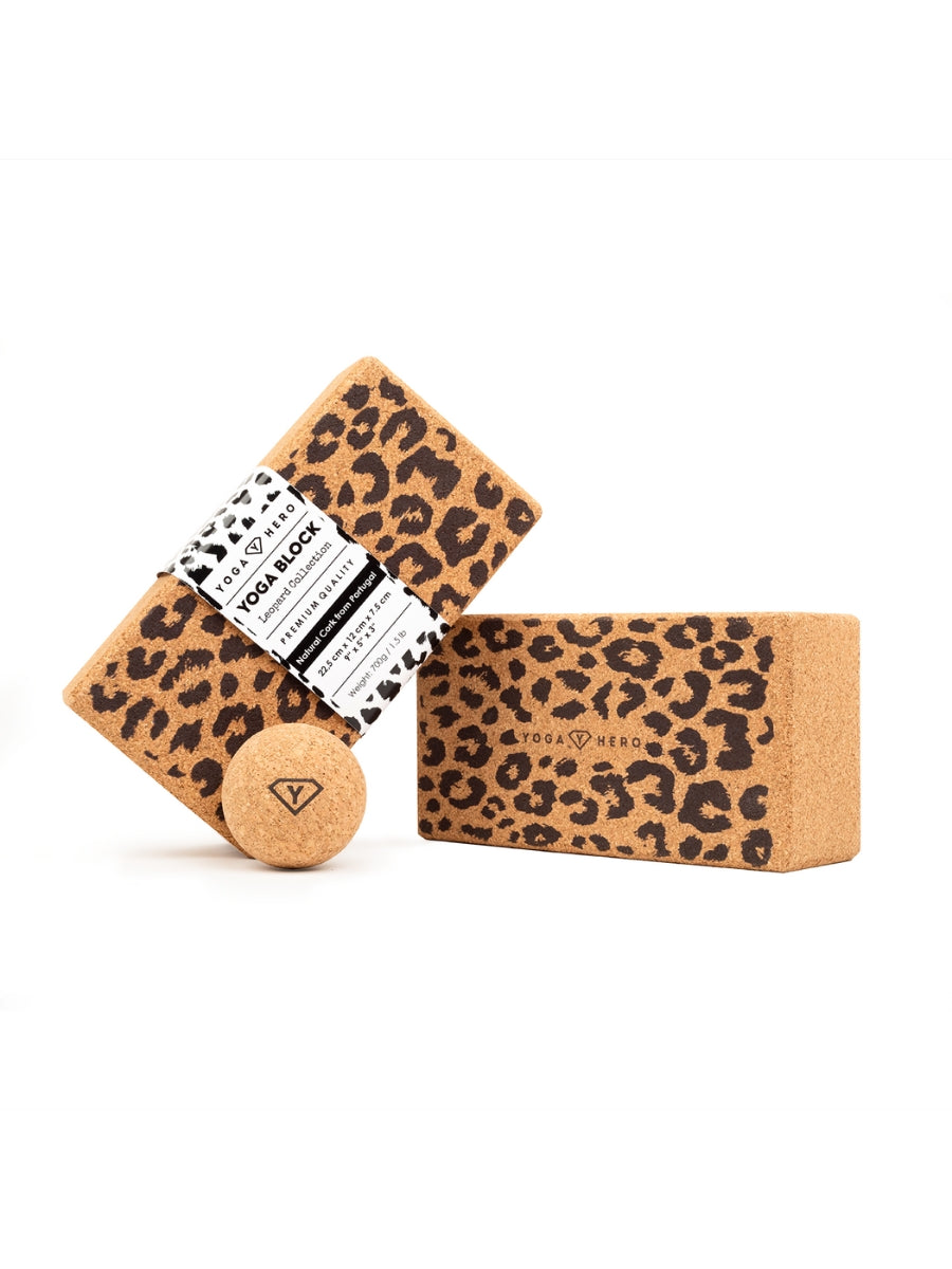 2 Yogablöcke Leopard mit Massage-Ball