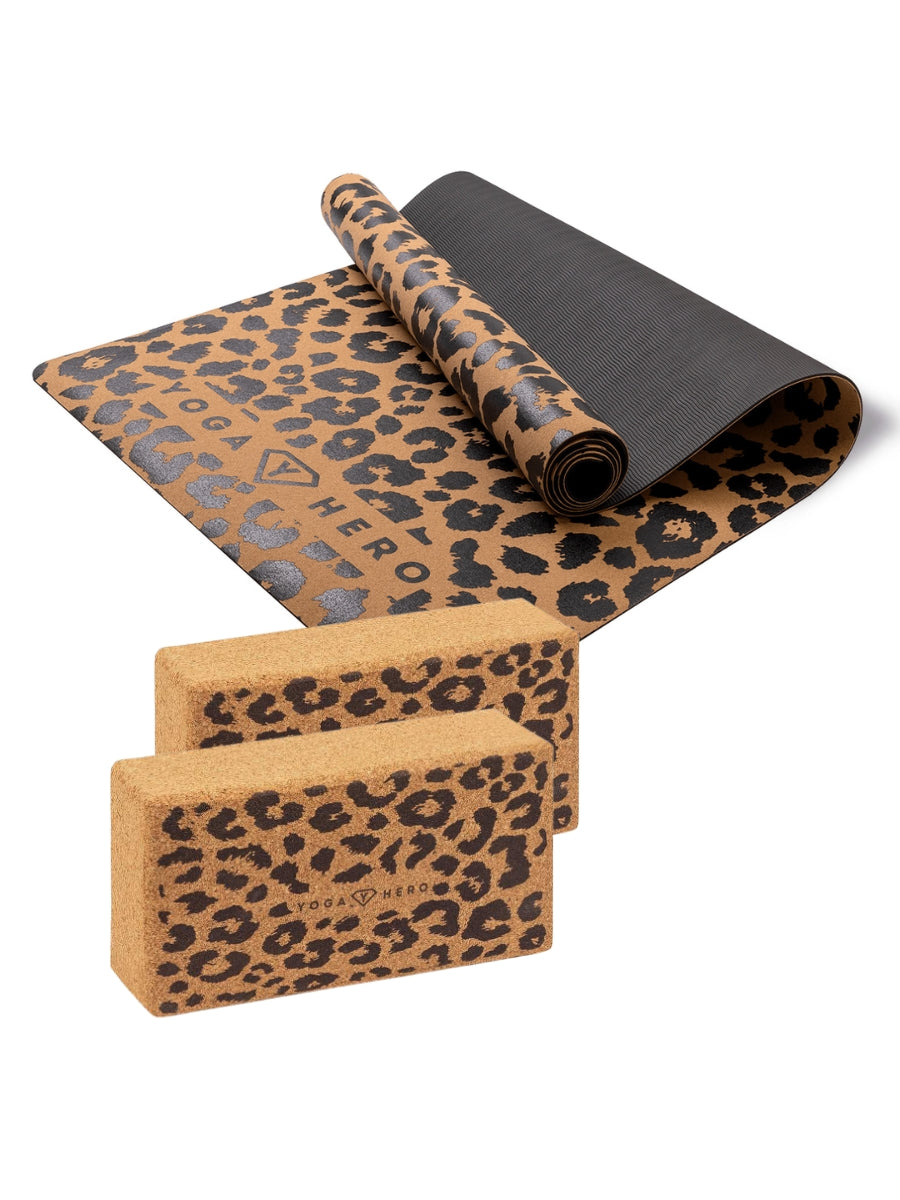 Yoga-Set Kork Leopard