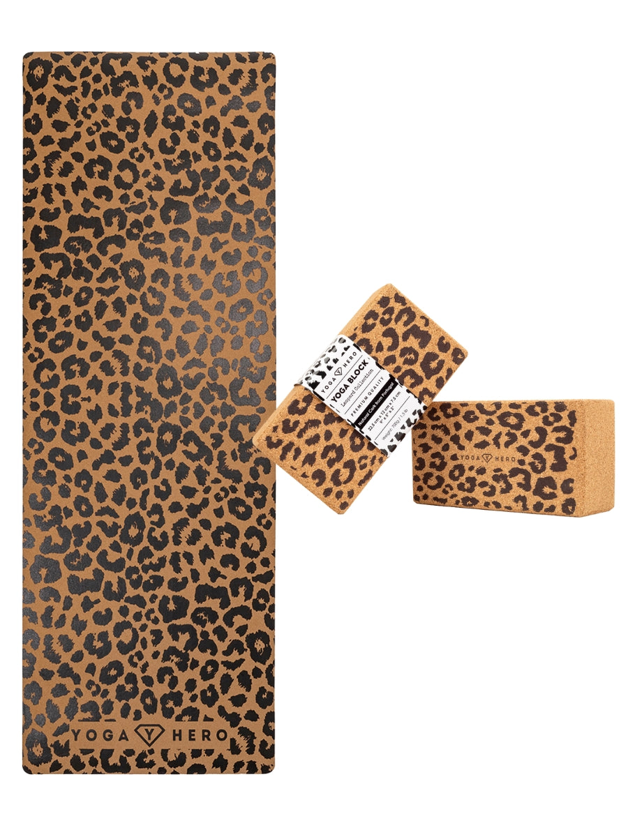 Yoga-Set Kork Leopard