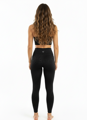 Set Leggings + Sport BH Leopard Schwarz